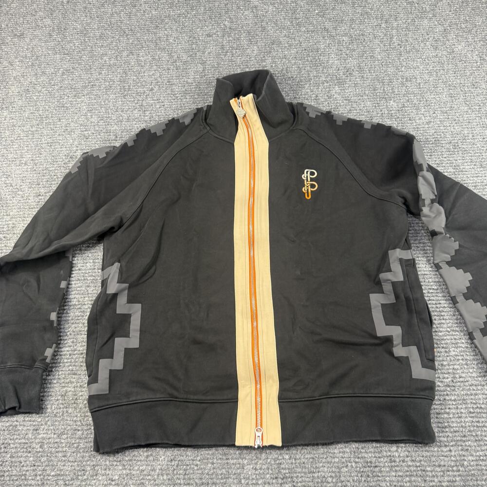 Puma Pronounce Jacket Mens Large Black Beige Full Zip Track Geometric Logo Rare